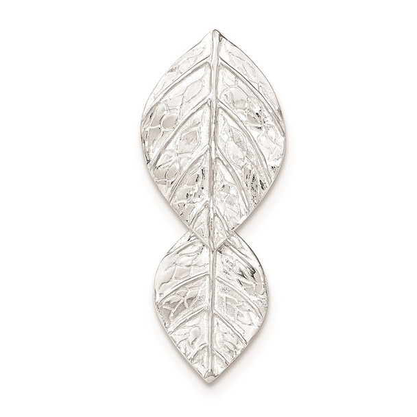 Sterling Silver Double Leaf Textured Slide