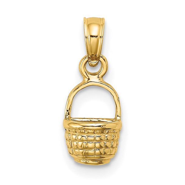 14k Yellow Gold 2-D Flat Back Mini Basket Pendant