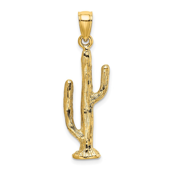 14k Yellow Gold 3-D Saguaro Cactus Pendant