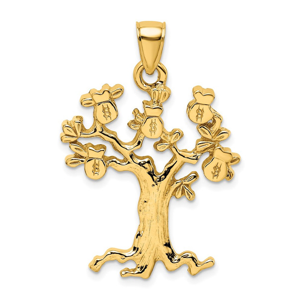 14k Yellow Gold 2-D Cut-Out Money Tree Pendant