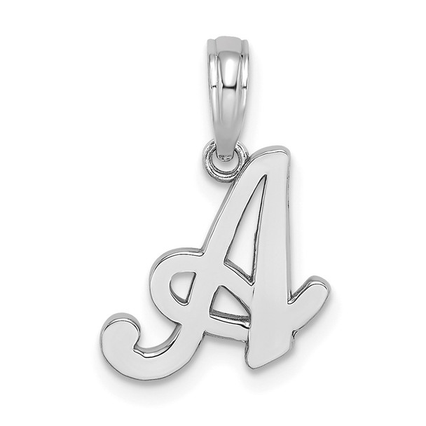 14k White Gold Polished A Script Initial Pendant