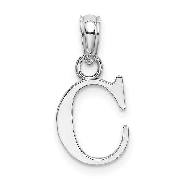 14k White Gold Polished C Block Initial Pendant