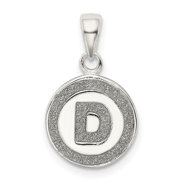 Sterling Silver Glitter Enamel Letter D Circle Pendant