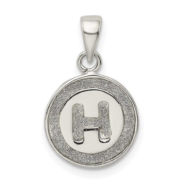 Sterling Silver Glitter Enamel Letter H Circle Pendant
