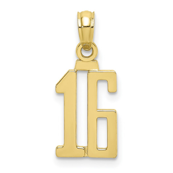 10k Yellow Gold Number 16 Pendant