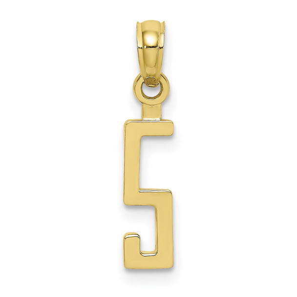10k Yellow Gold Number 5 Block Pendant