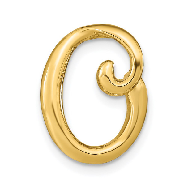 14k Yellow Gold Polished Letter O Initial Slide
