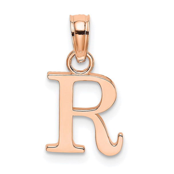 14k Rose Gold Polished R Block Initial Pendant