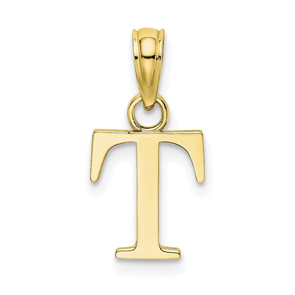 10k Yellow Gold Polished T Block Initial Pendant