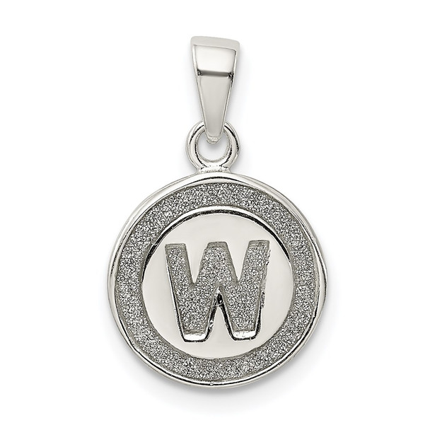 Sterling Silver Glitter Enamel Letter W Circle Pendant