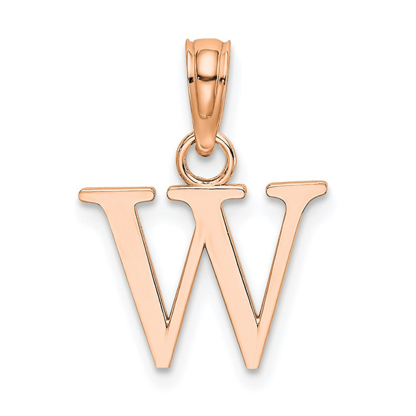 14K Rose Gold Polished W Block Initial Pendant