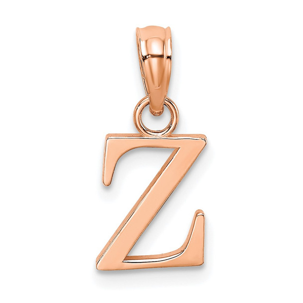 14K Rose Gold Polished Z Block Initial Pendant