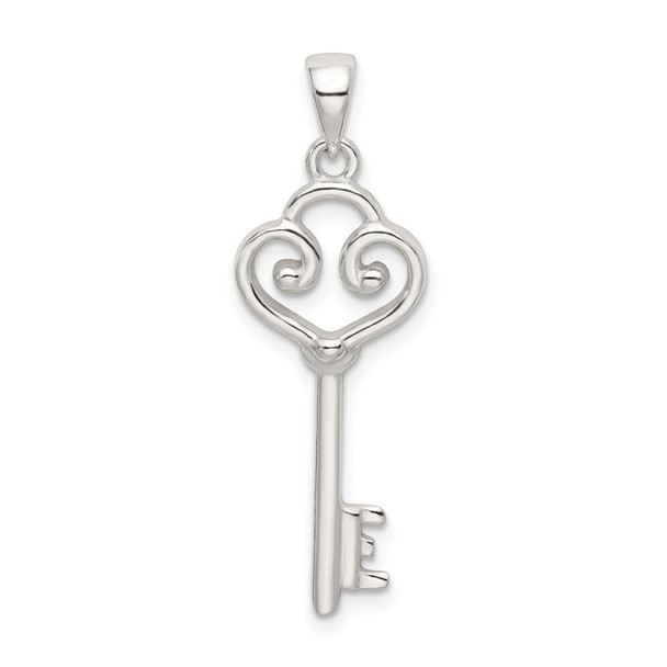 Sterling Silver Polished Heart Key Pendant