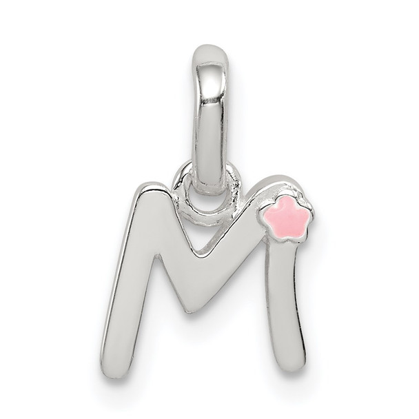 Sterling Silver Letter M w/Enamel Pendant