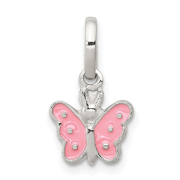 Rhodium-Plated Sterling Silver Childs Enameled Butterfly Pendant