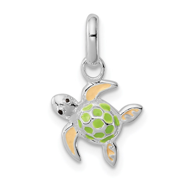 Sterling Silver Children's Enameled Sea Turtle Pendant