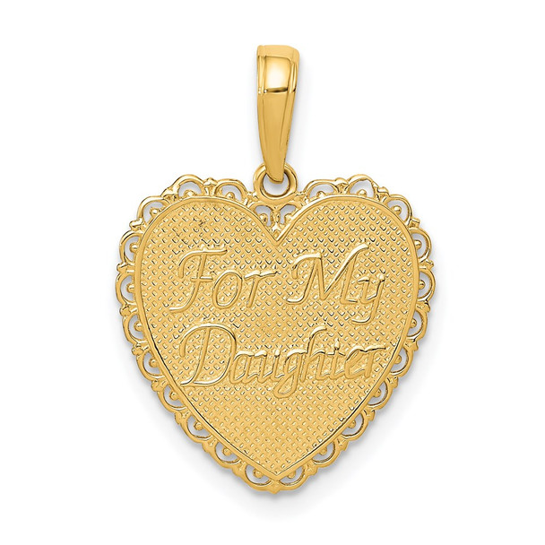 14k Yellow Gold Reversible For My Daughter Heart Pendant M175