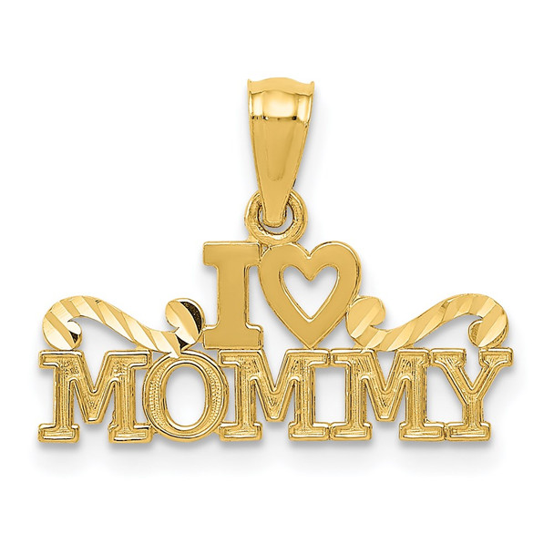 14K Yellow Gold I Heart Mommy Pendant