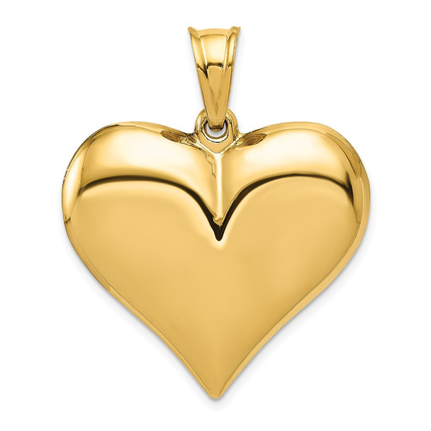 14k Yellow Gold Polished 3-D Puffed Heart Pendant C2914