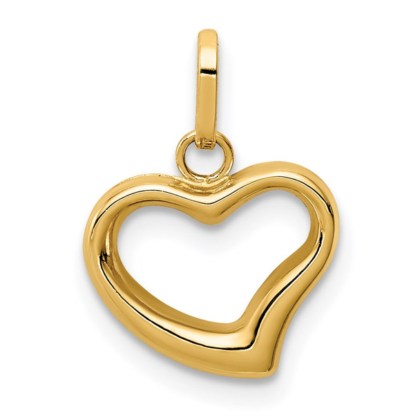 14k Yellow Gold Polished Cut-out Puffed Heart Pendant YC1388