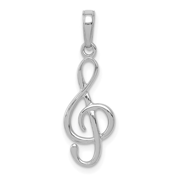 14k White Gold 3-D Clef Note Pendant