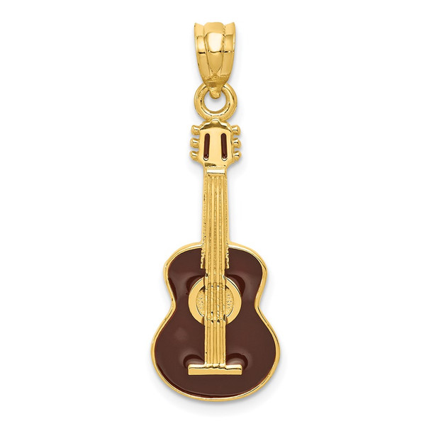 14k Yellow Gold Enameled Guitar Pendant