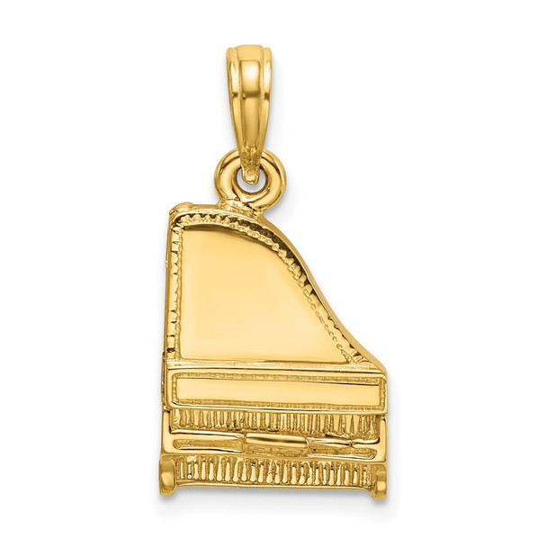 14k Yellow Gold 3-D Moveable Grand Piano Pendant