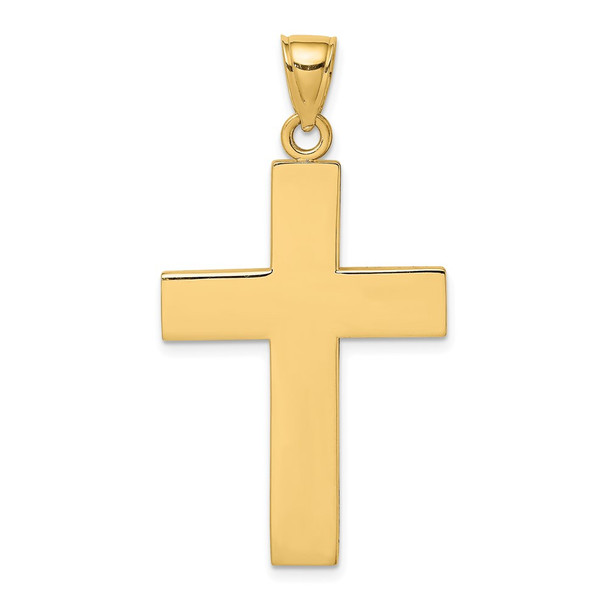 14k Yellow Gold 2-D Polished Large Block Cross w/Open Back Pendant