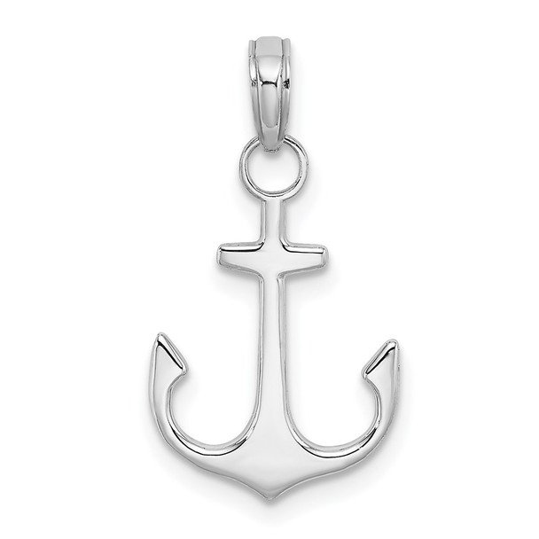 14k White Gold 2-D Polished Anchor Pendant