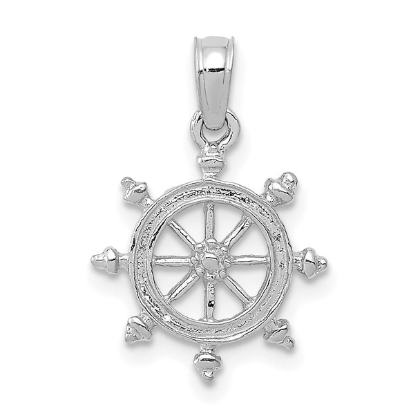 14k White Gold Ship Wheel Pendant K3066W