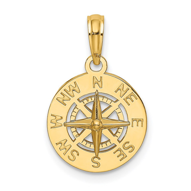 14k Yellow Gold Mini Nautical Compass Pendant