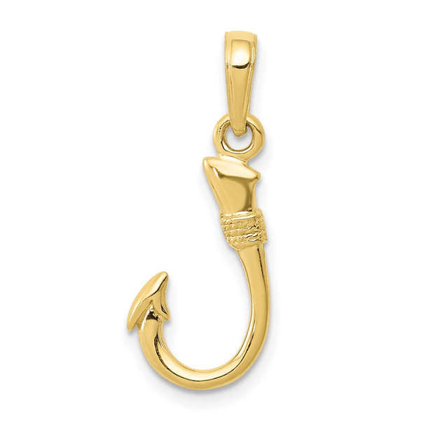 10k 3D Yellow Gold Fish Hook Pendant 10k3043