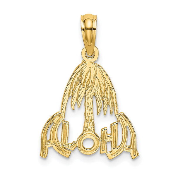 14k Yellow Gold Aloha Palm Tree Pendant