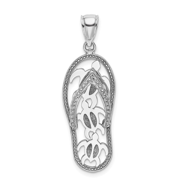 14k White Gold Triple Turtle Flip-Flop Pendant