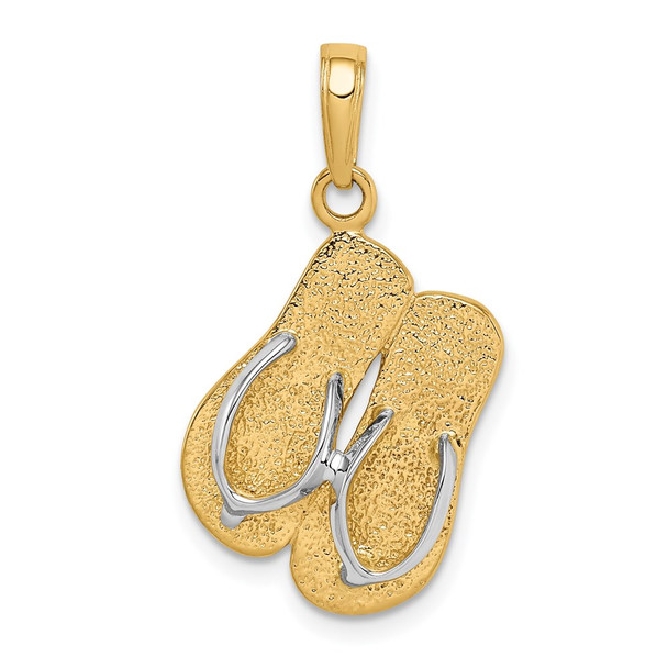 14k Yellow Gold And Rhodium Large Double Flip-Flop Pendant