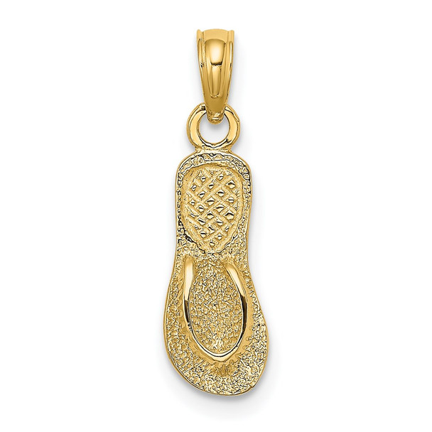 14k Yellow Gold Textured Straps Single Flip-Flop Pendant