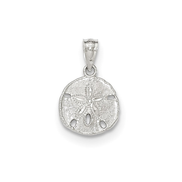 14k White Gold Polished and Textured Sand Dollar Pendant