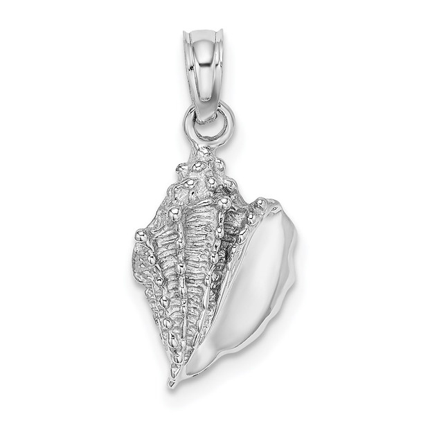 14k White Gold 2-D Conch Shell Pendant