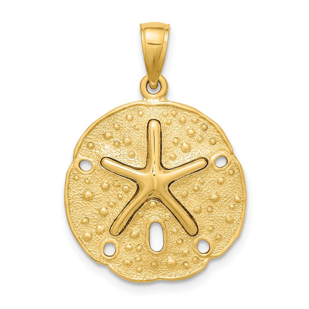 14k Yellow Gold Sand Dollar w/Starfish Pendant