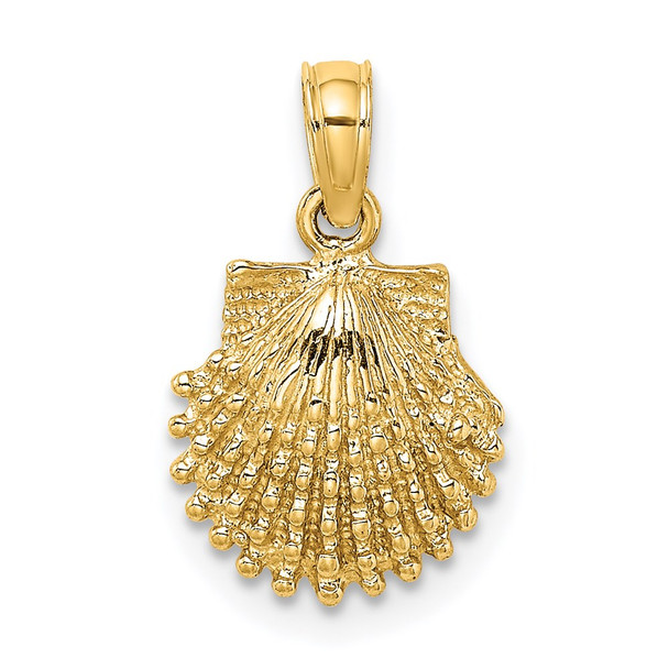 14k Yellow Gold 2-D Beaded Scallop Shell Pendant K7656