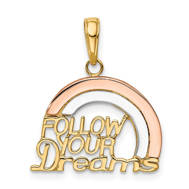 14k Yellow and Rose Gold with Rhodium Follow Your Dreams Rainbow Pendant