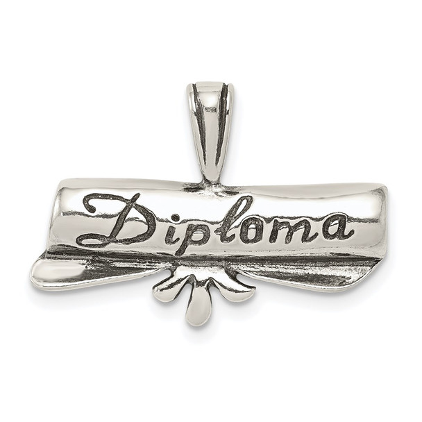 Sterling Silver Polished and Antiqued Diploma Pendant