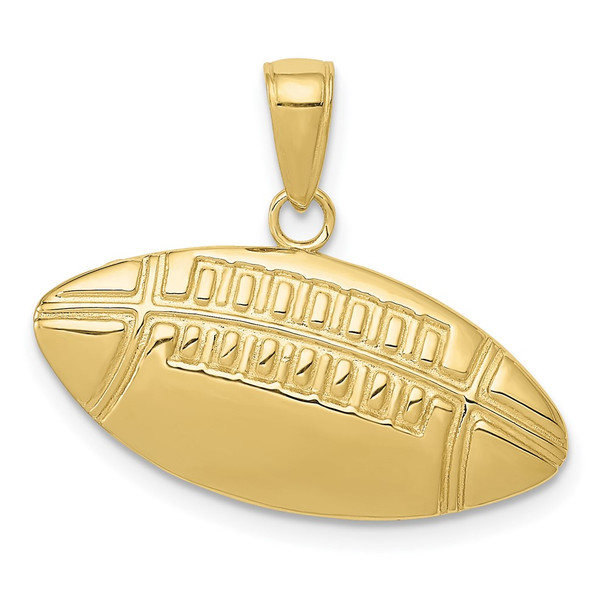 10k Yellow Gold Diamond-Cut Medium Football Pendant