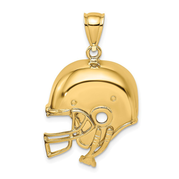 14k Yellow Gold 2-D Polished Football Helmet Pendant