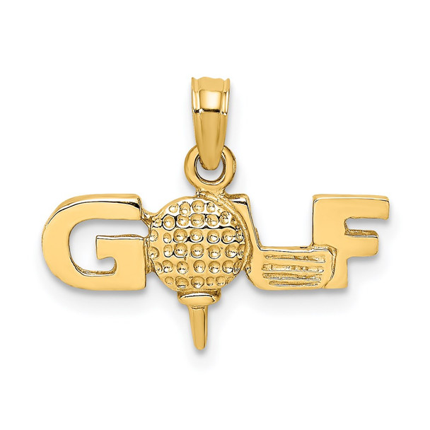 14k Yellow Gold Solid Polished Golf Pendant