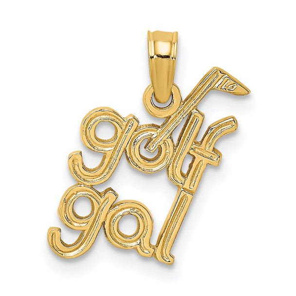 14k Yellow Gold Solid Polished Golf Gal Pendant