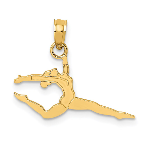 14k Yellow Gold Solid Polished Gymnast Pendant D1448