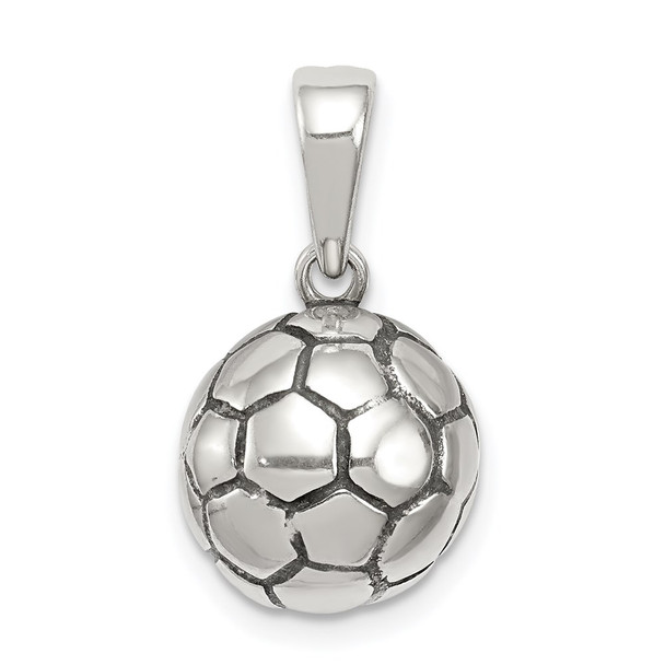 Sterling Silver Antiqued Soccer Ball Pendant QC7138