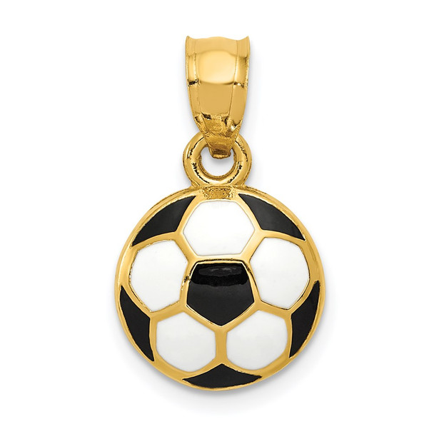 14k Yellow Gold Enameled Soccer Ball Pendant K2089