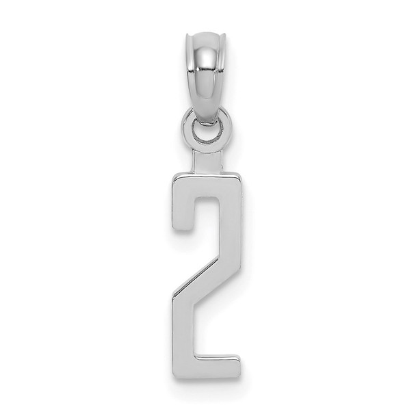 14K White Gold Polished Number 2 Pendant